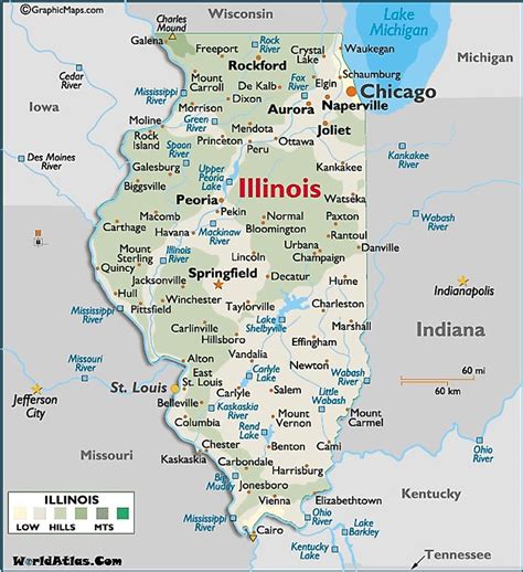 map  illinois large color map