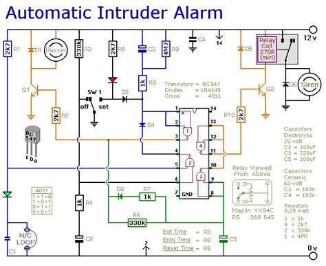 automatic intruder alarm circuit diagram  circuit