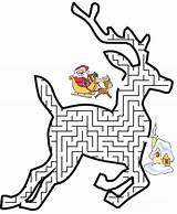 Christmas Maze Printable Mazes Reindeer Coloring Kids Pages sketch template