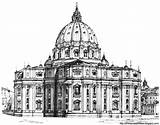 Drawing Vatican St Rome Clipart Peter Basilica Saint Church Peters Clip Catholic Line Cliparts Romans Christian Pope Illustration Clipground Drawings sketch template