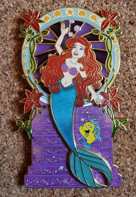 Disney The Little Mermaid Ariel Stained Glass Art Nouveau Le 50 Fantasy