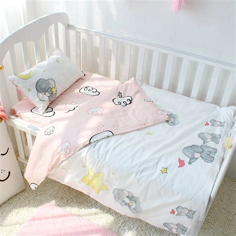 pcs set pure cotton baby bedding set elephant pattern baby bed linen