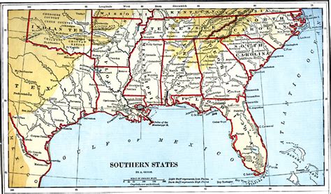 southern states map  cities