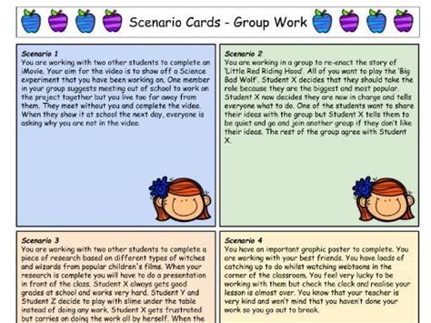 scenario cards group work teaching resources
