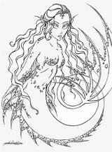 Coloring Mermaid sketch template