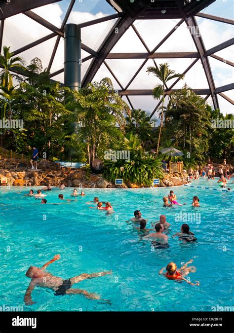 people swimming   large domed pool  center parcs sherwood stock photo royalty  image