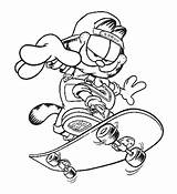 Skateboard Skateboarding Garfield Designlooter Trick sketch template
