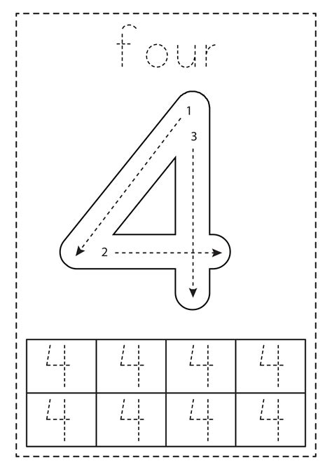 tracing number  preschool worksheet black  white
