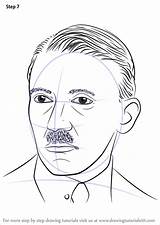 Hitler Adolf Draw Drawing Step Tutorials Sketch Coloring Template Politicians sketch template