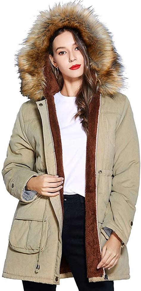 freeprance winter coats  women parka jacket coat  faux fur lining hood  women fashion