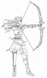 Archer Female Drawing Lineart Sketch Coloring Pages Template Getdrawings sketch template