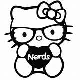 Kitty Hello Coloring Pages Nerd Stickers Emoji Drawing Face Decals Car Decal Nerds Window Vinyl Nerdy Sticker Printable Truck Getcolorings sketch template