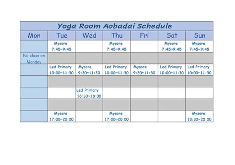 schedule yoga room aobadai