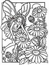 Coloring Pages Fantasy Fairy Fairies Adults Flower Kids Garden Colouring Printable Sheets Book Template Print Adult Flowers Thumbelina Color Honesty sketch template