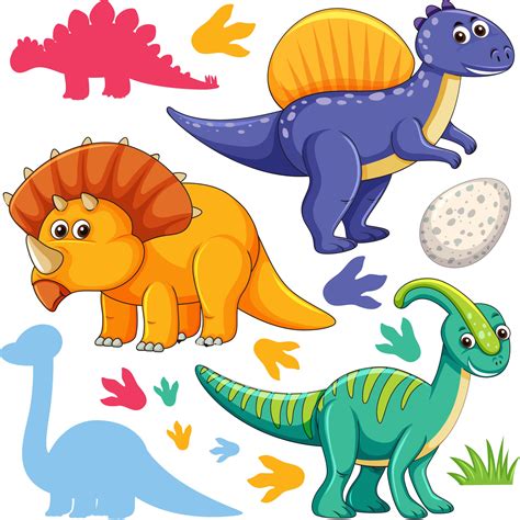 conjunto de varios dinosaurios aislados personaje de dibujos animados
