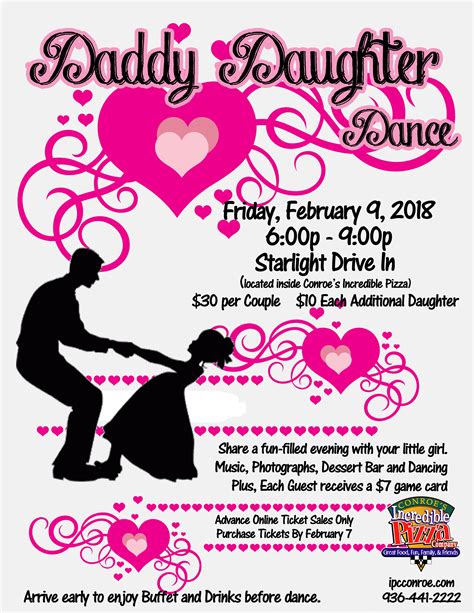 daddy daughter dance fri feb 9 incredible pizza company enjoy our huge all you can eat