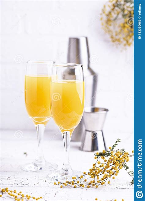 mimosa cocktail  orange juice stock photo image  sparkling