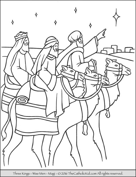 Three Kings Magi Wise Men Coloring Page