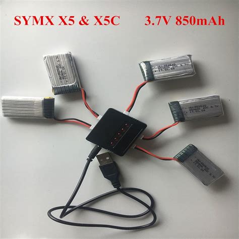 syma xc   mah battery  charger drone spare parts quadcopter lipo battery