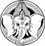 Ganesha Hindu God Ganesh Coloring Pages Drawing Elephant Illustration Vector Wonder Print Getdrawings sketch template