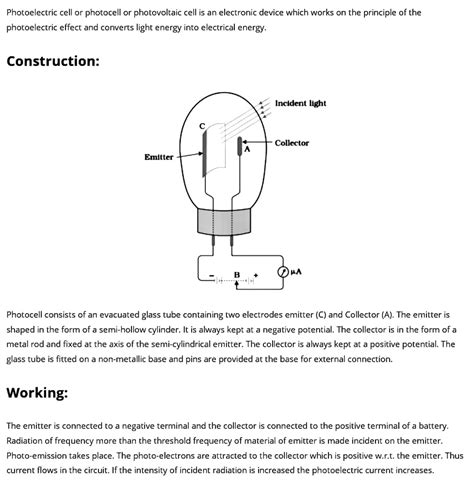 describe construction  working  photoelectric cell  diagram physics