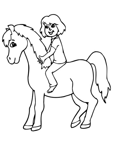 young girl riding  horse coloring page pony