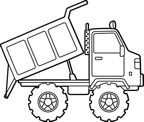 dump truck coloring page isolated  kids  vector art  vecteezy