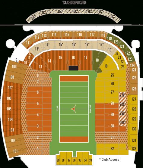 university  texas football stadium map printable maps