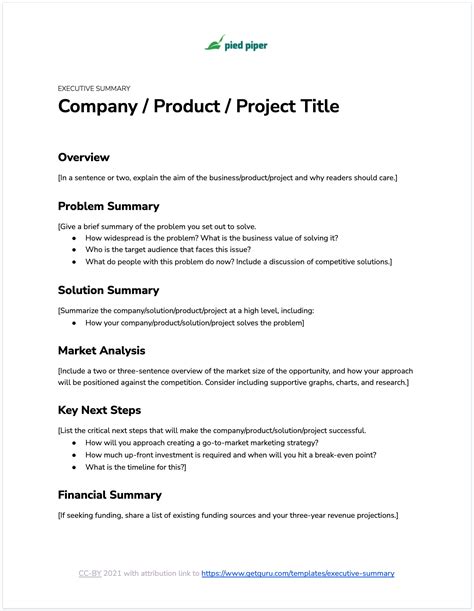 executive summary template  masterful examples