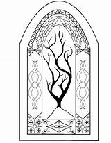 Glass Stained Window Coloring Printable Color sketch template