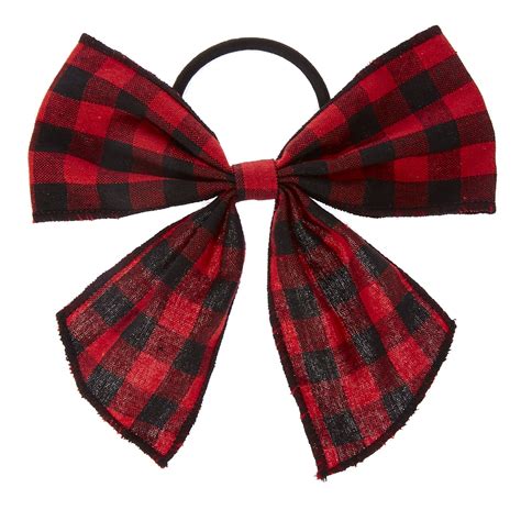 red and black checked hair bow claire s