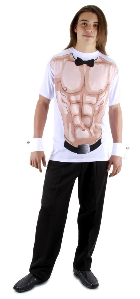 male stripper shirt cuffs bow tie chippendales adult costume s m l xl