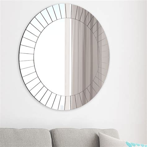 frameless beveled round wall mirror 26 x26 by gallery solutions