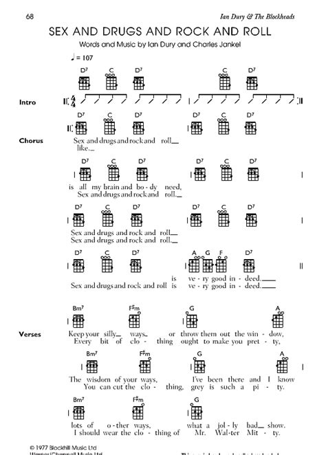 sex and drugs and rock and roll ukulele chord songbook pdf noten von