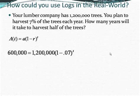 solving logarithmic equations word problems youtube