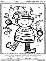 Math Christmas Division Color Coloring Pages Worksheets Grade Code 4th Puzzles Addition Printable Elf Activities December Equations Printables Worksheet Long sketch template