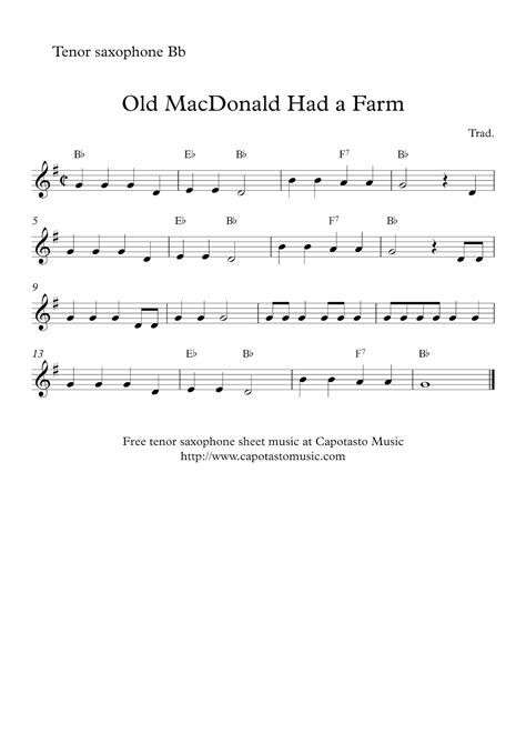 sheet  scores  easy tenor saxophone sheet