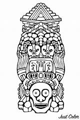 Totem Incas Inca Aztec Coloring Mayan Mayans Aztecs Inspired Inspiration Pages Adult sketch template