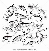 Fishing Lures Fly Drawing Line Fish Lure Coloring Pages Bass Sketch Vector Drawings Tattoo Tackle Stock Pesca Templates Jig Hooks sketch template