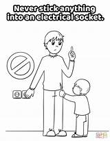 Coloring Socket Anything Electrical Never Into Pages Stick Safety Printable Fire Drawing sketch template
