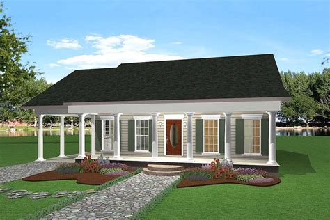 computer rendering   small house  porches  columns   front