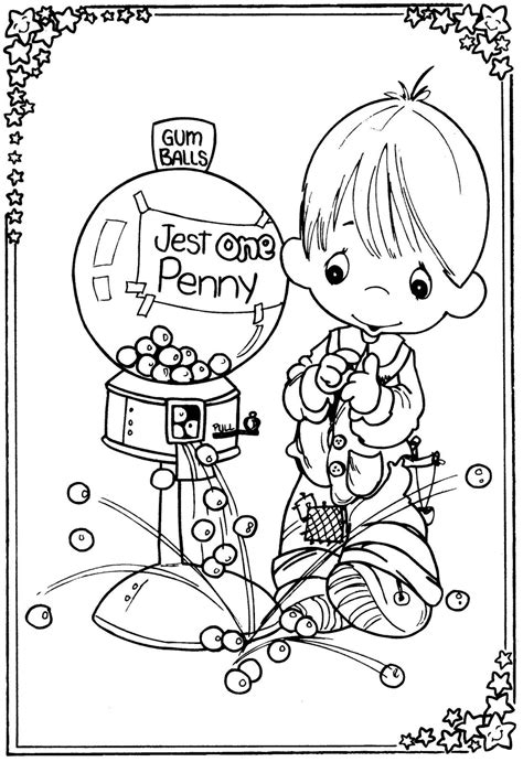 precious moments drawings child  chewing gum machine coloring