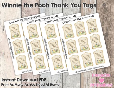 printable winnie  pooh   tags  classroom  home