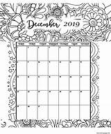 Calendar Coloring December Printable Pages Print sketch template