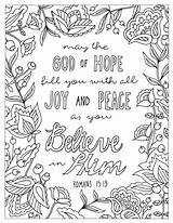 Coloring Bible Pages Printable Romans Hope Colouring Scripture God Adult Christian Verse Color Joy Sheets Sheet Inspirational Peace Verses Print sketch template