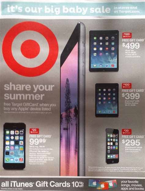 target gift card  select ipad purchases  itunes iphone  apple tv deals