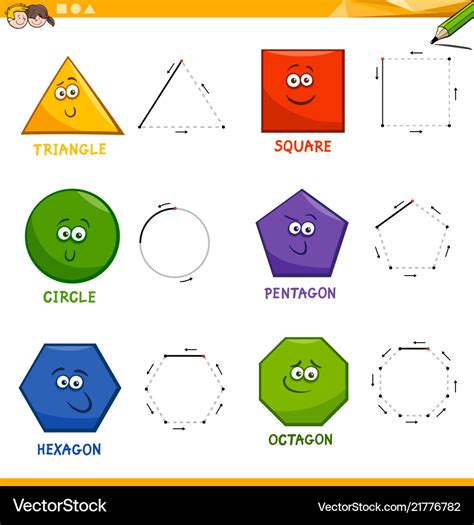 basic geometric shapes drawing workbook royalty  vector