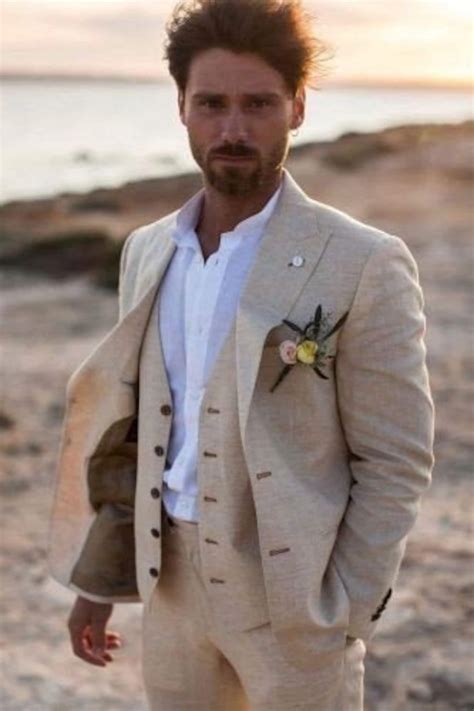 men linen suit beige linen groomsmen wedding wear dinner suit etsy