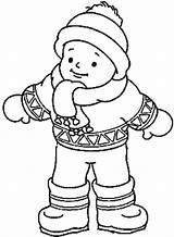 Winter Clothes Coloring Boy Wearing Pages Little Kids Colouring sketch template