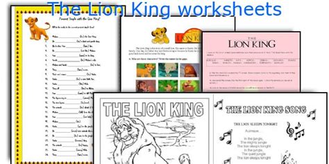 lion king worksheets